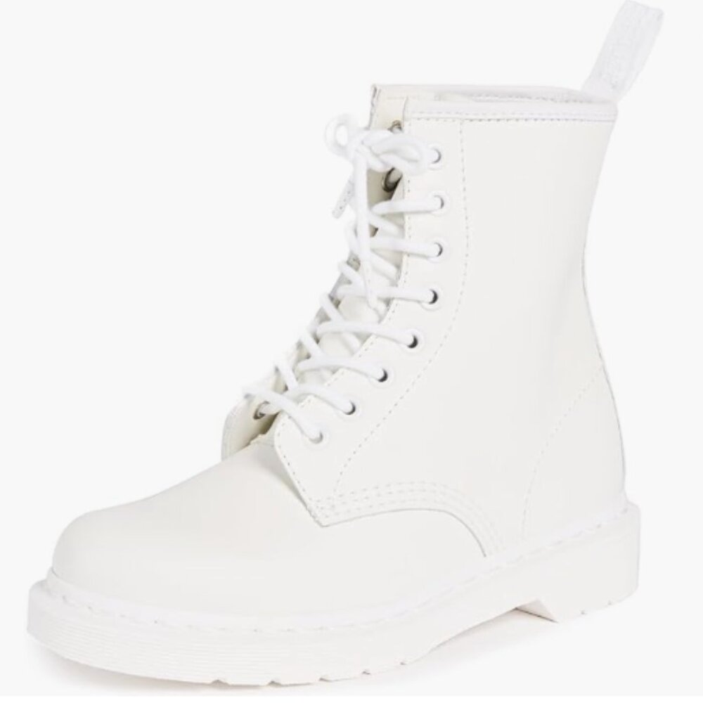 Dr. Martens Women's Pascal Leather Combat Boot (6 M UK, White Virginia Mono)